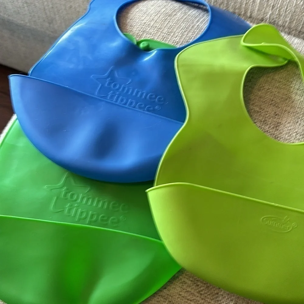 Summer Infant and Tommee Tippee rubber reusable bibs set of 3